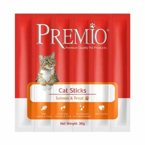 סטיקים לחתול בוגר סלמון פורל Premio