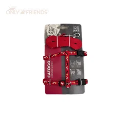 רתמה + רצועה לחתול אדום.